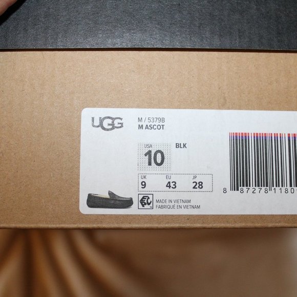 NIB ASCOT‎ MEN'S LEATHER SHEARLING LINED SLIPPERS BLACK - Picture 8 of 8